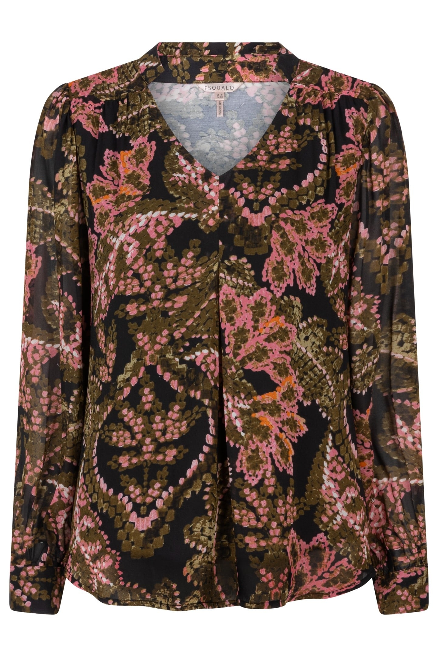 BLOUSE V-NECK GLOBAL FLOWER PRINT 3