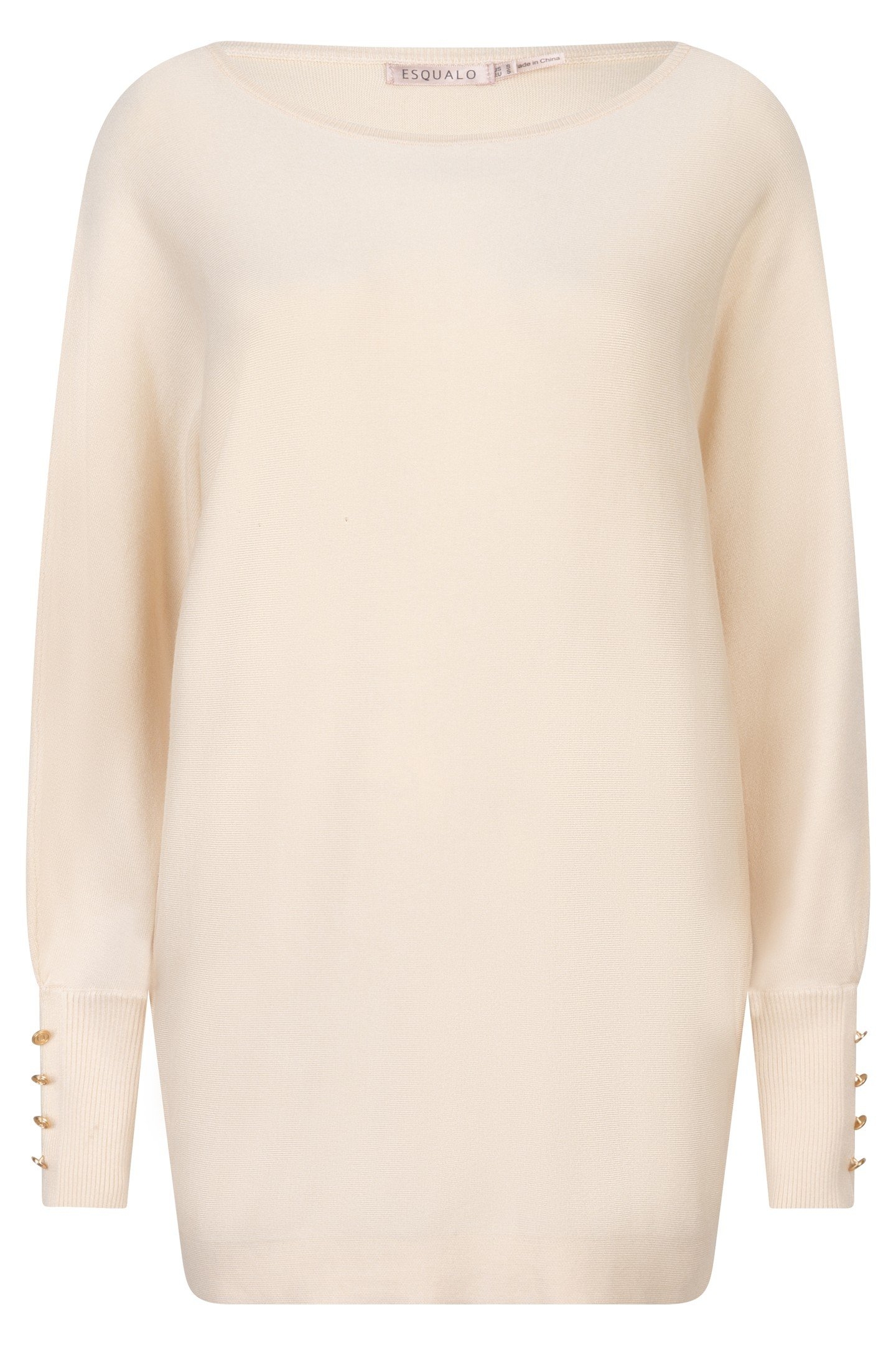 SWEATER BATWING BUTTONED CUFF BASIC KNIT BEIGE 4