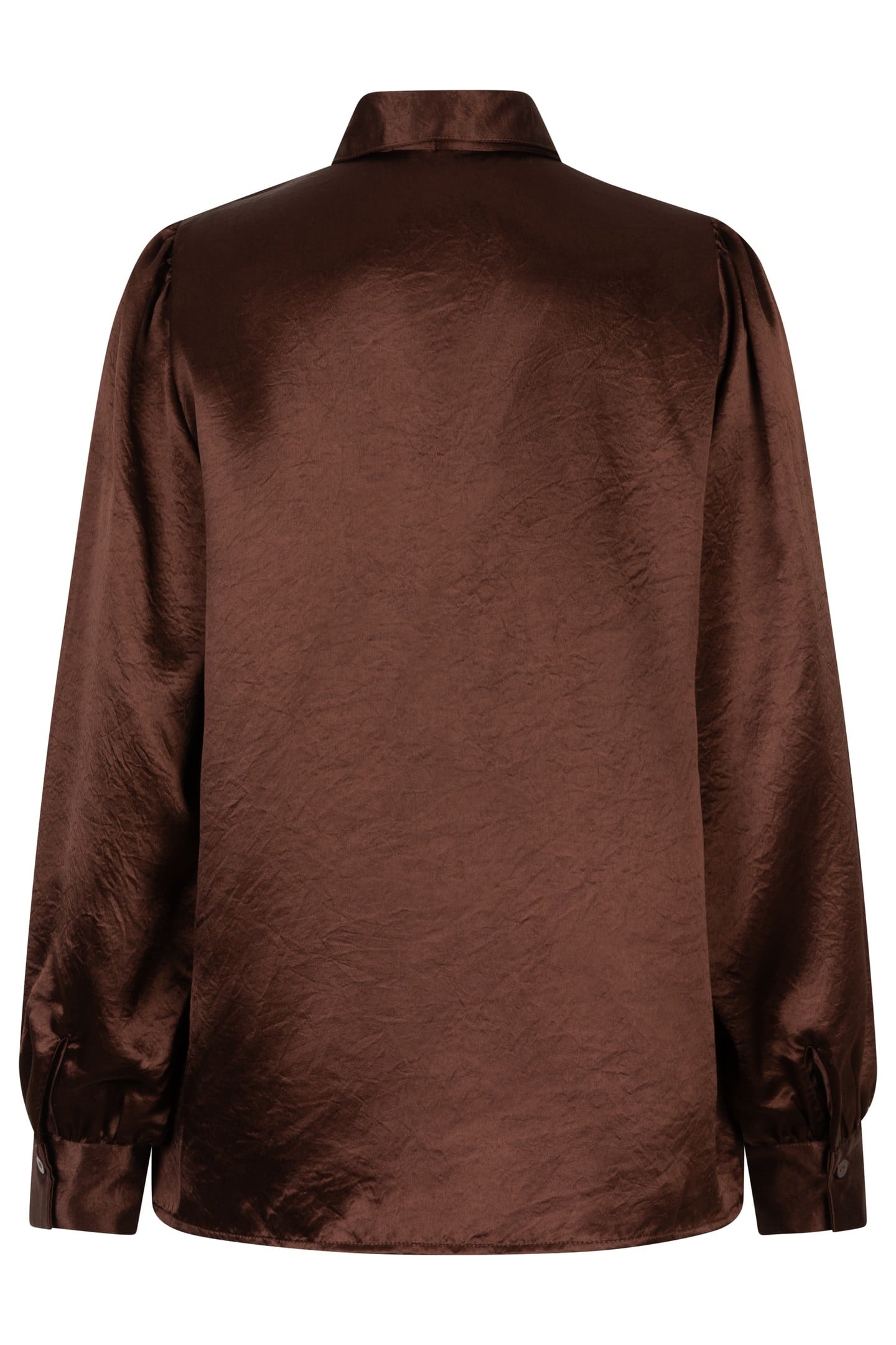 BLOUSE BOW CRUSHED SATIN CHOCOLATE 6