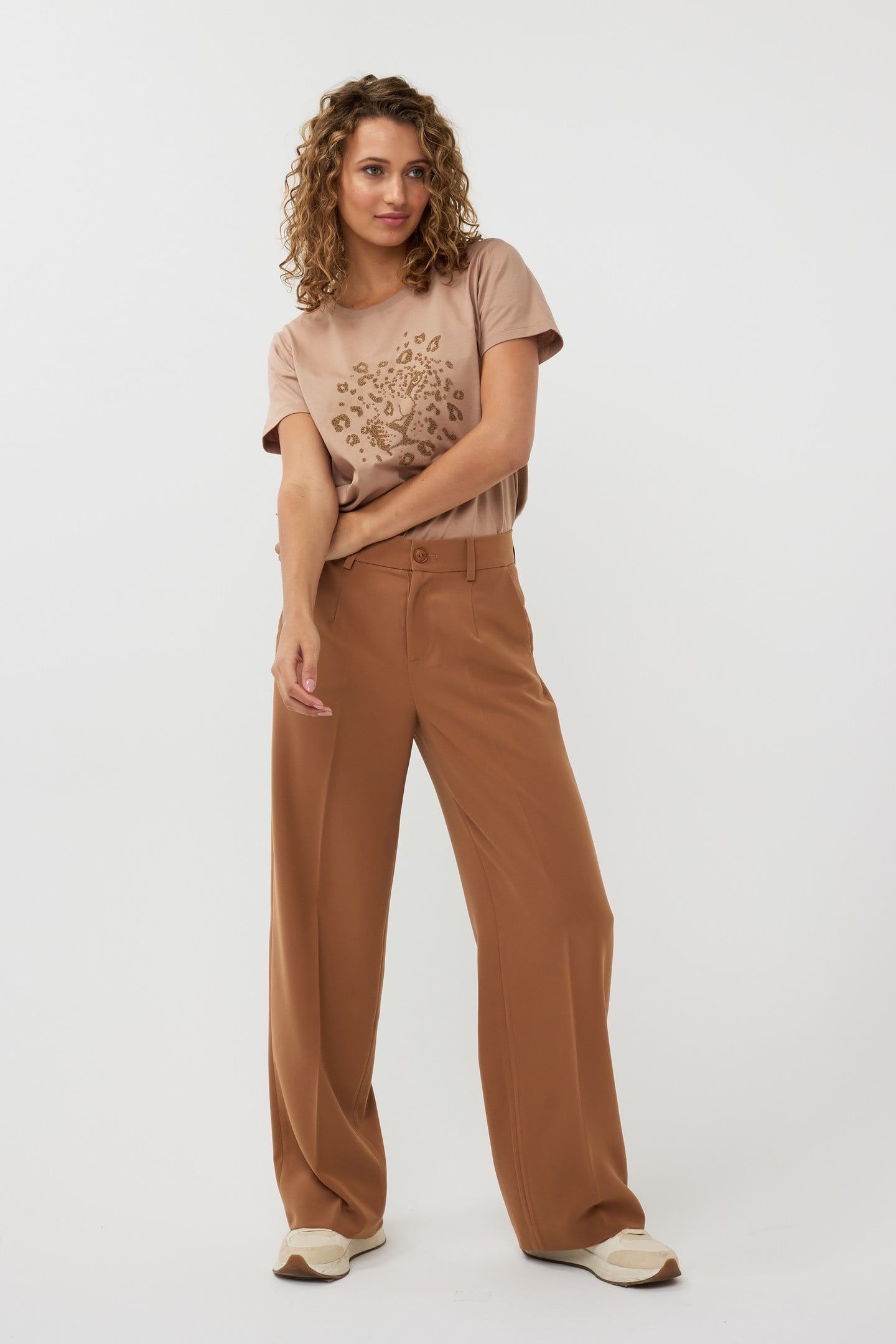 TROUSERS WIDE CITY COPPER BROWN 1