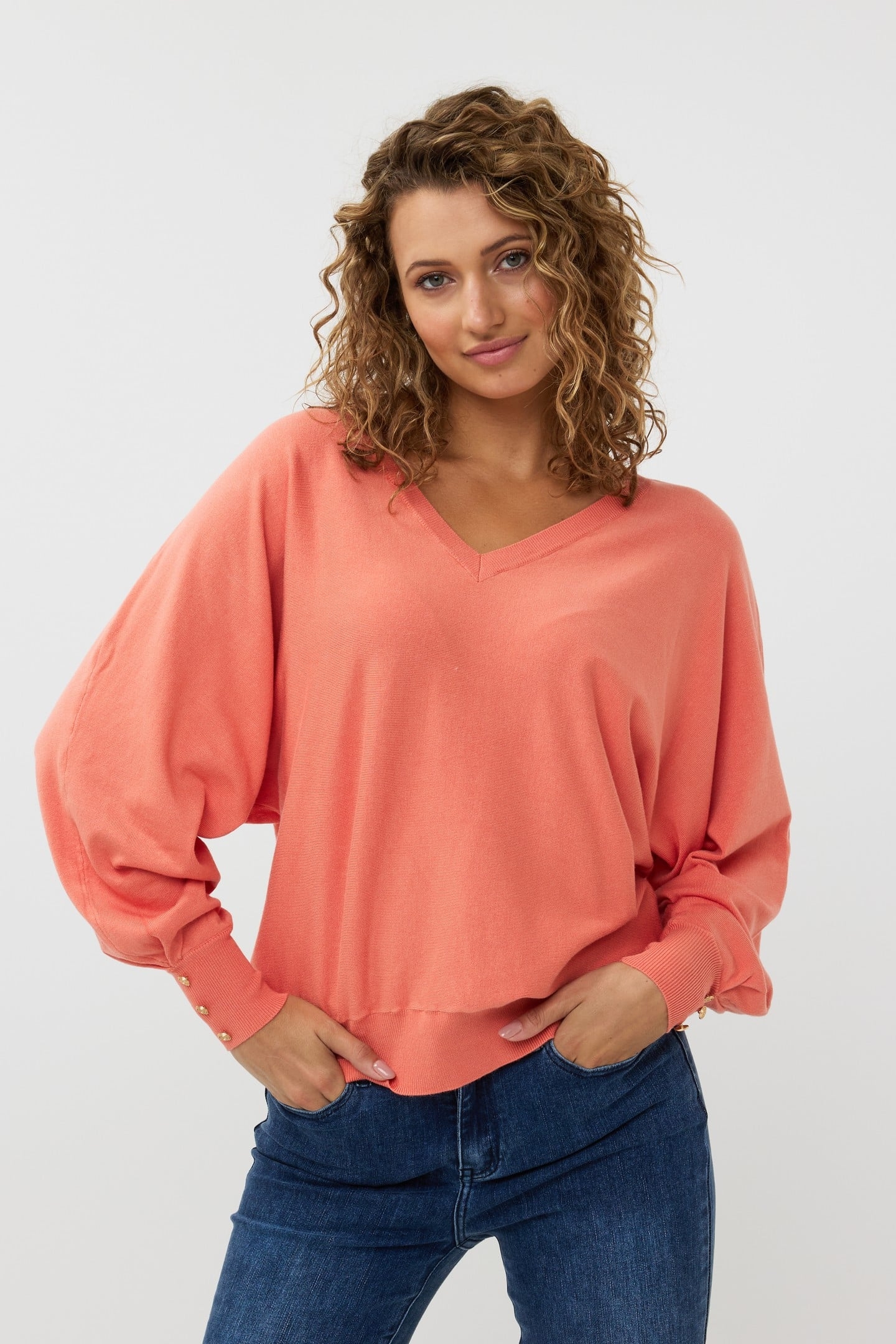 SWEATER BATWING BASIC KNIT AMBER GLOW 1