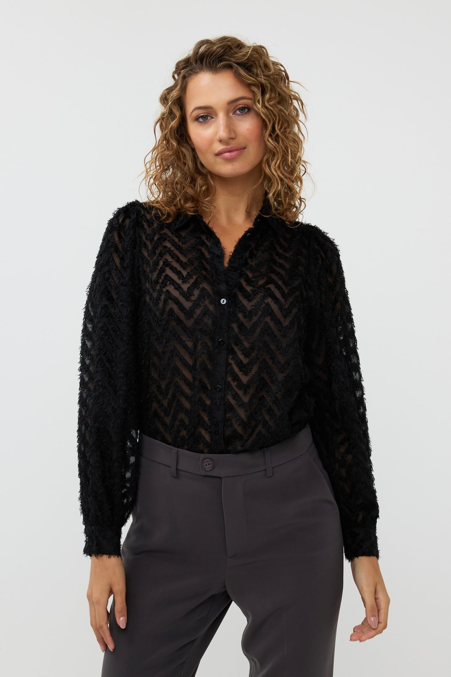 BLOUSE BASIC FLUFFY PLUMETIS BLACK 2