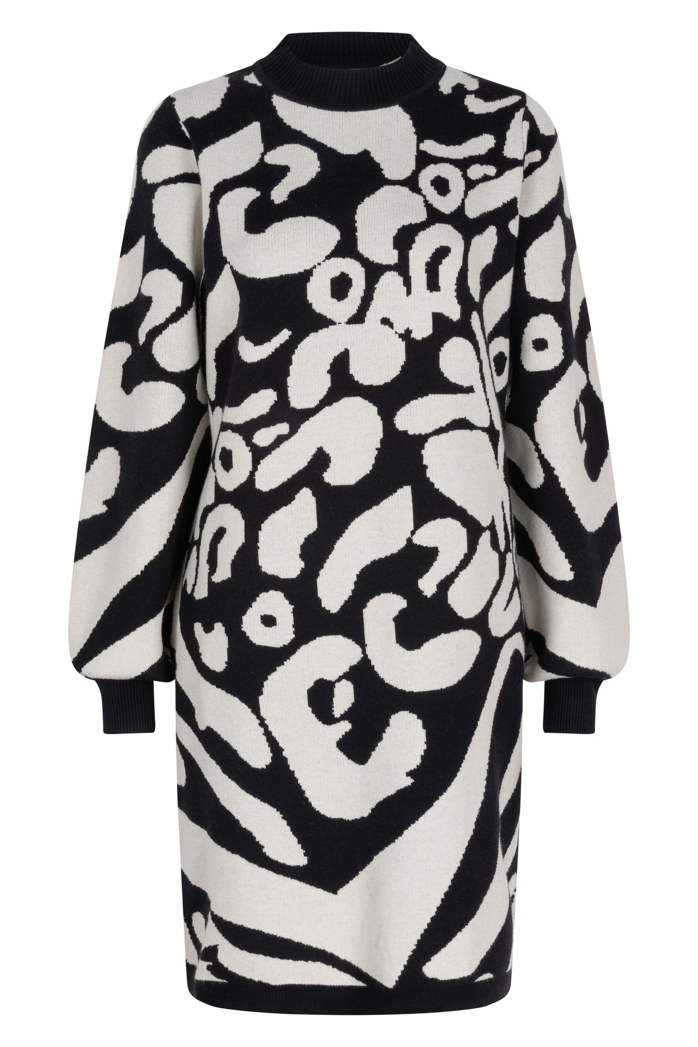 DRESS 2TONE JACQUARD ANIMAL BLACK / GREY 5