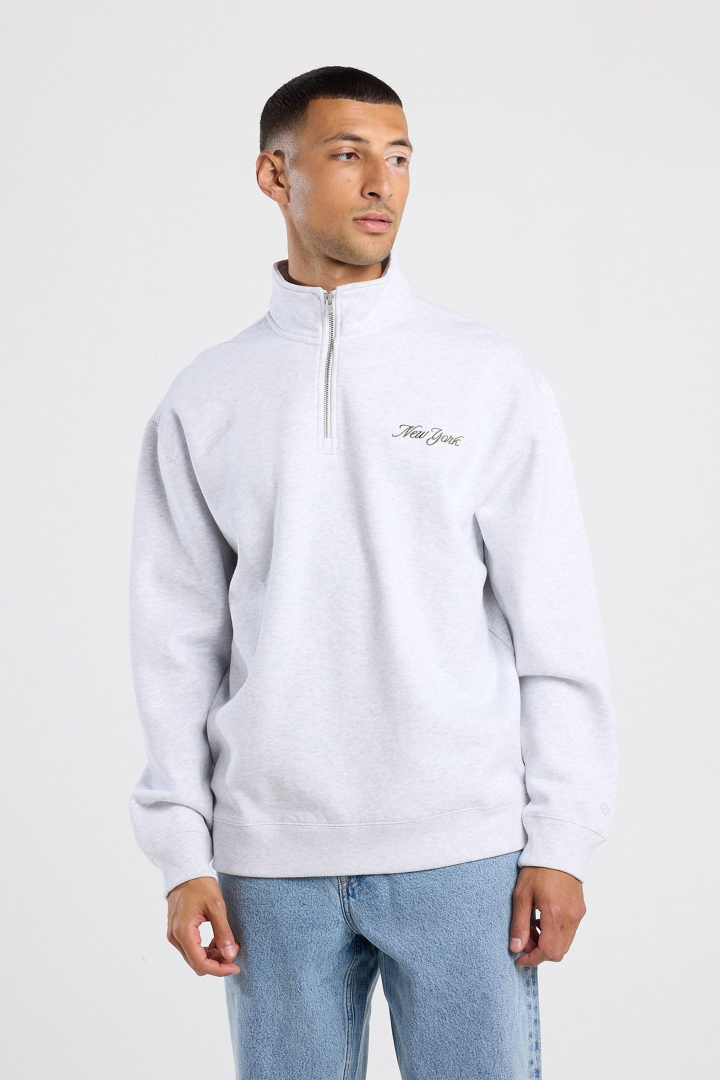 SEPPE HALF ZIP LIGHT GREY MELANGE 1