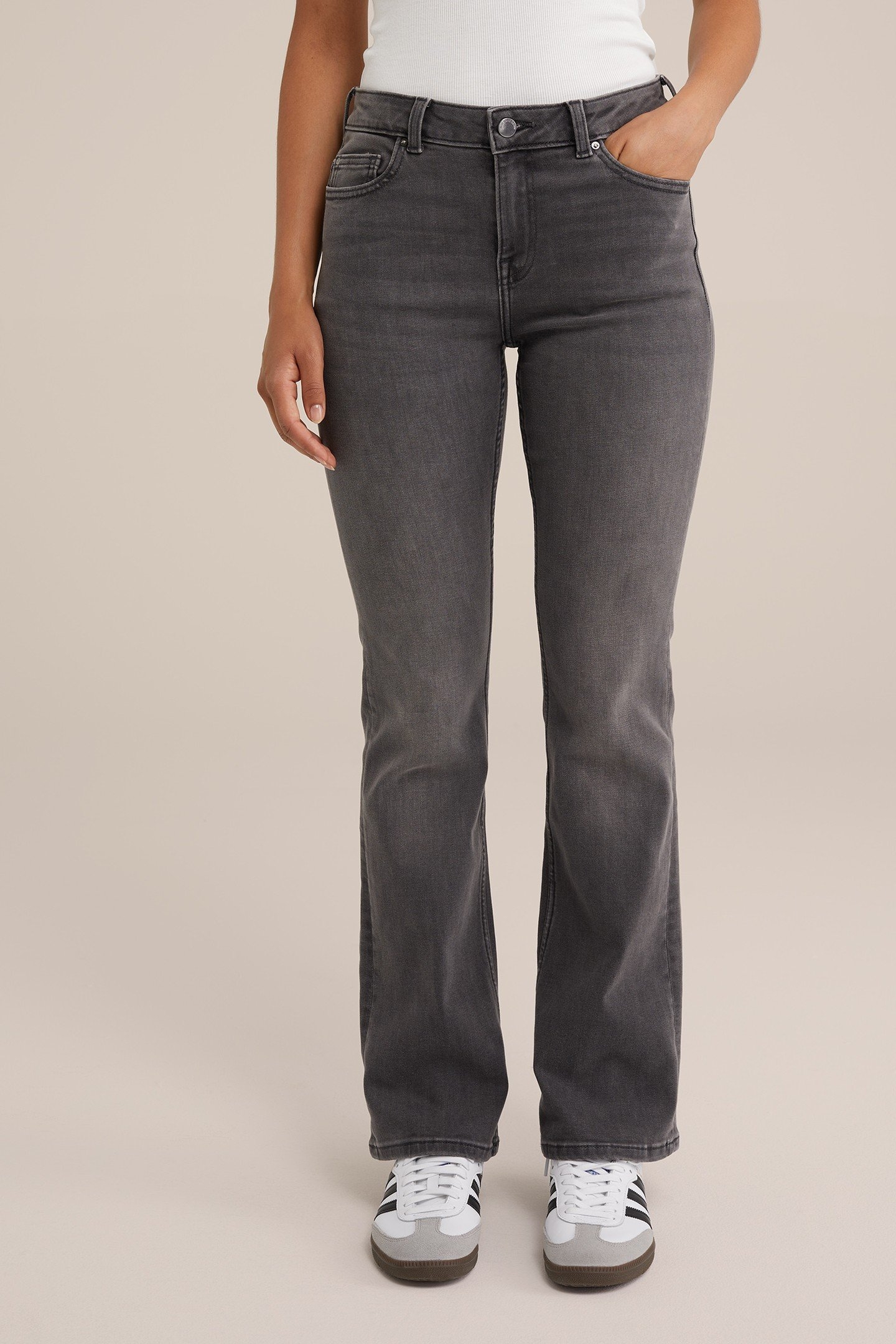 5-POCKET MID WAIST DARK GREY 1