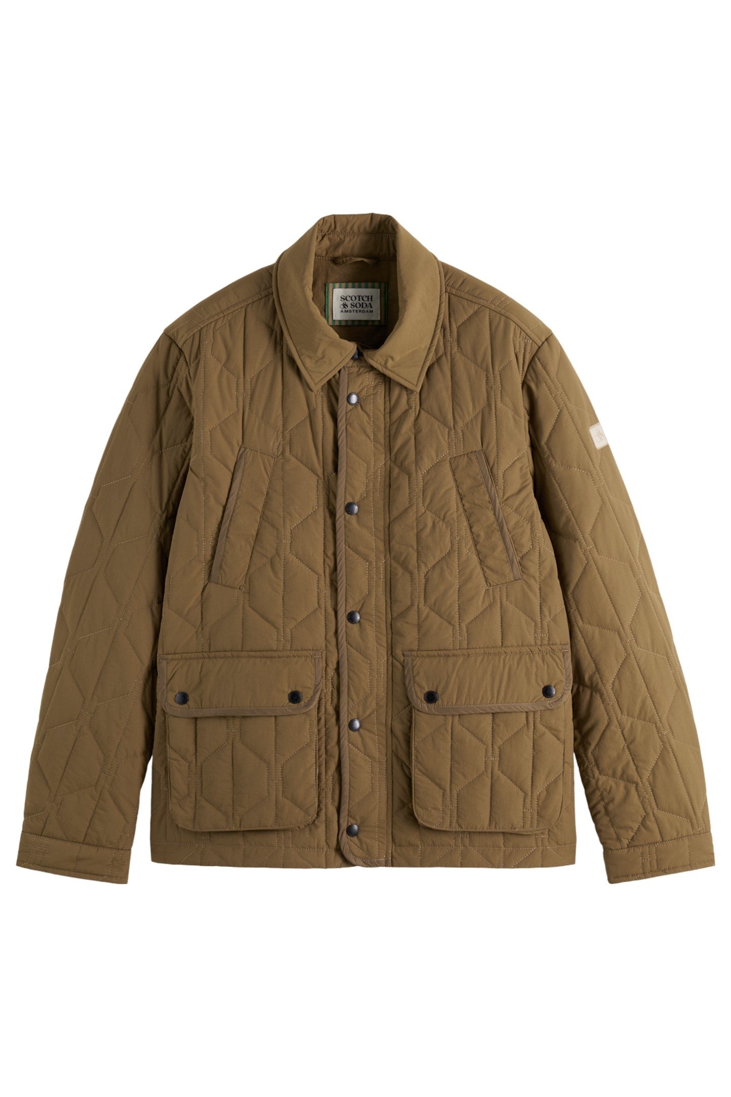 GEOMETRIC QUILTED COAT GOLDEN BROWN 2