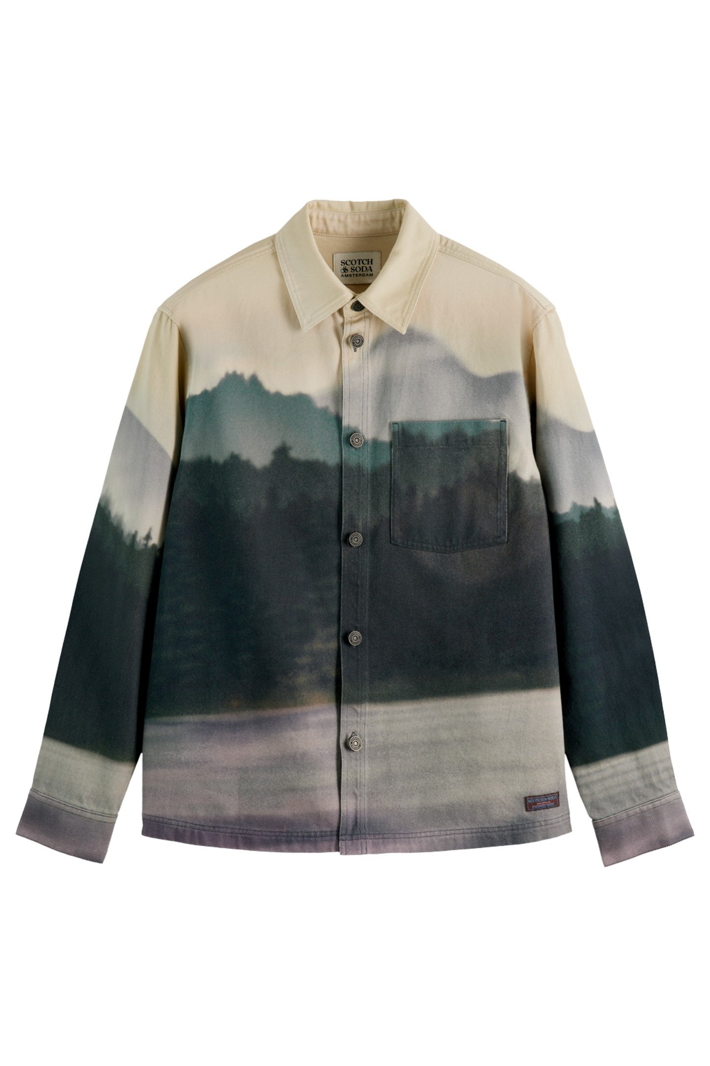 RELAXED FIT PRINTED TWILL OVERSHIRT BLUR LAKEHOUSE 1