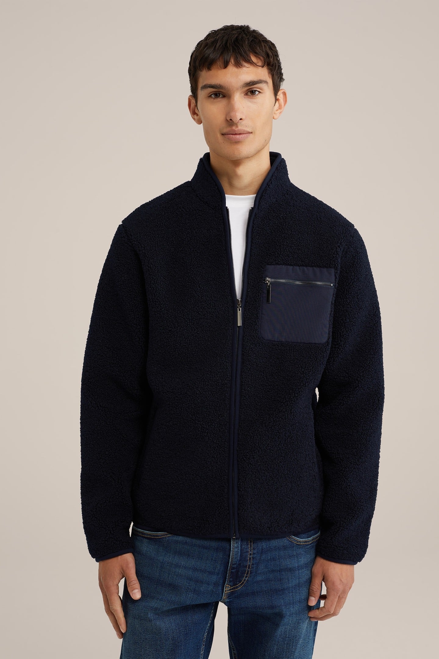 CARDIGAN WITH ZIPPER NAVY BLUE 1