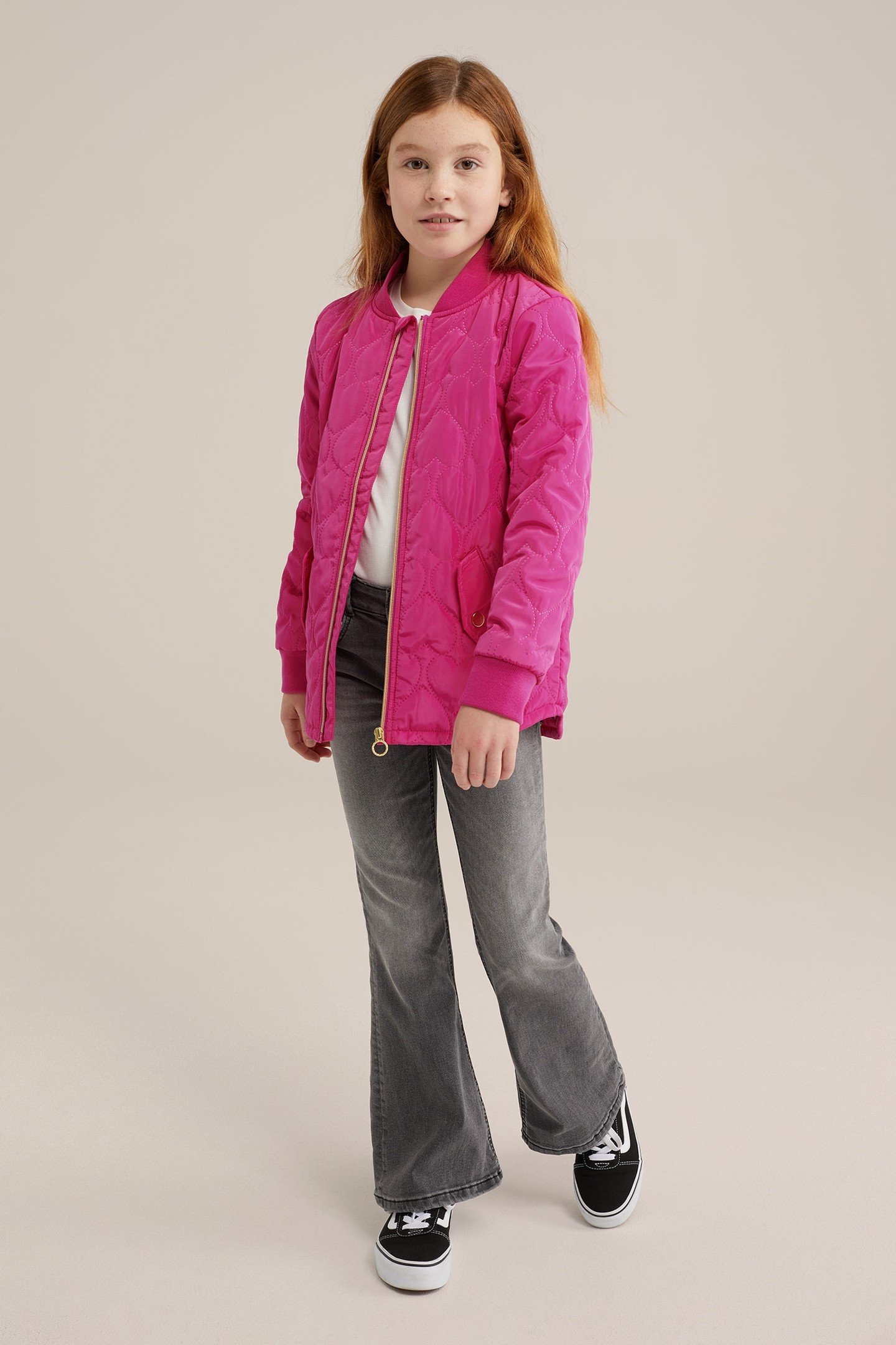 GIRLS JACKET MIDLONG BRIGHT PINK 2