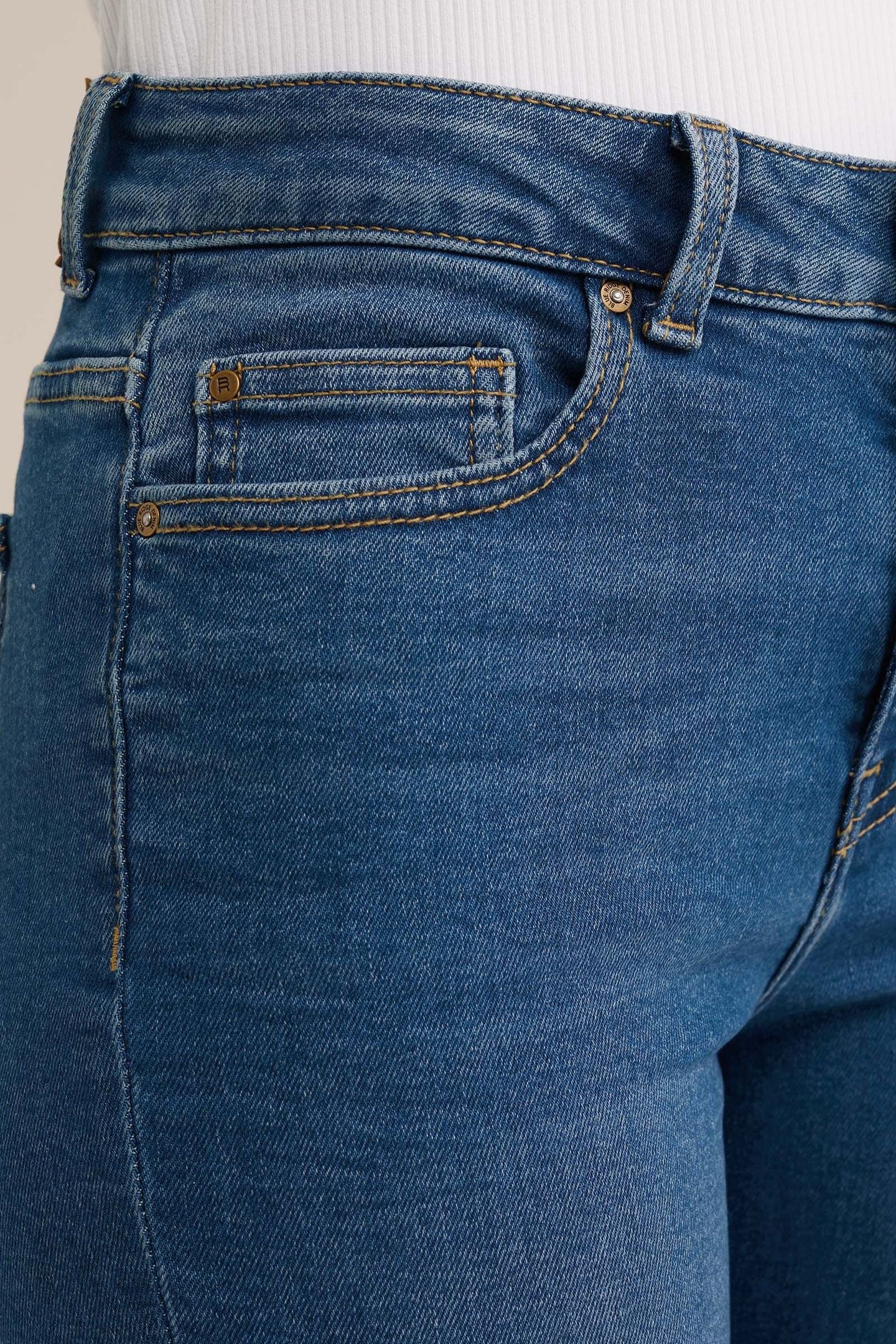 5-POCKET MID WAIST DARK BLUE 5