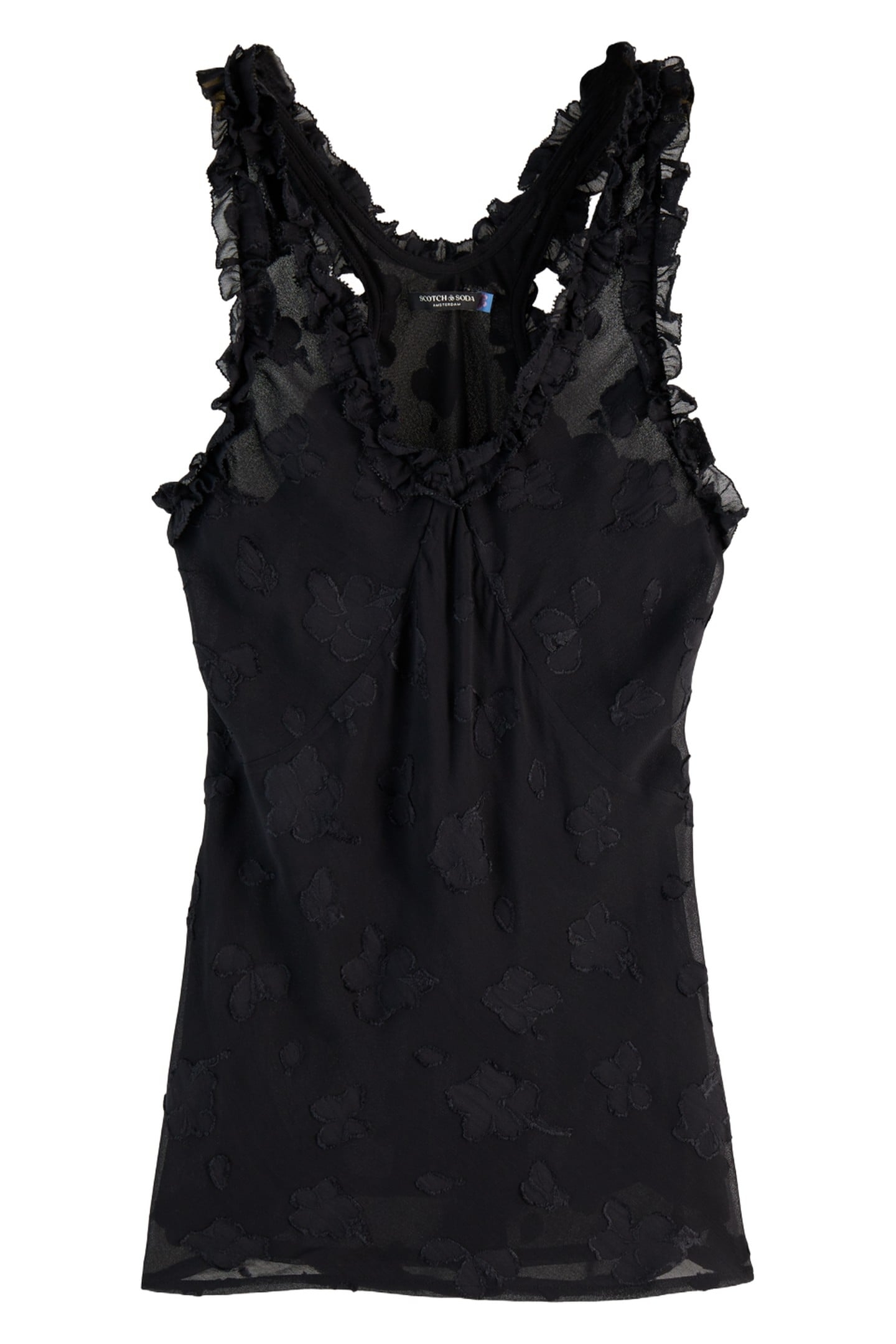RUFFLE TANK BLACK 2