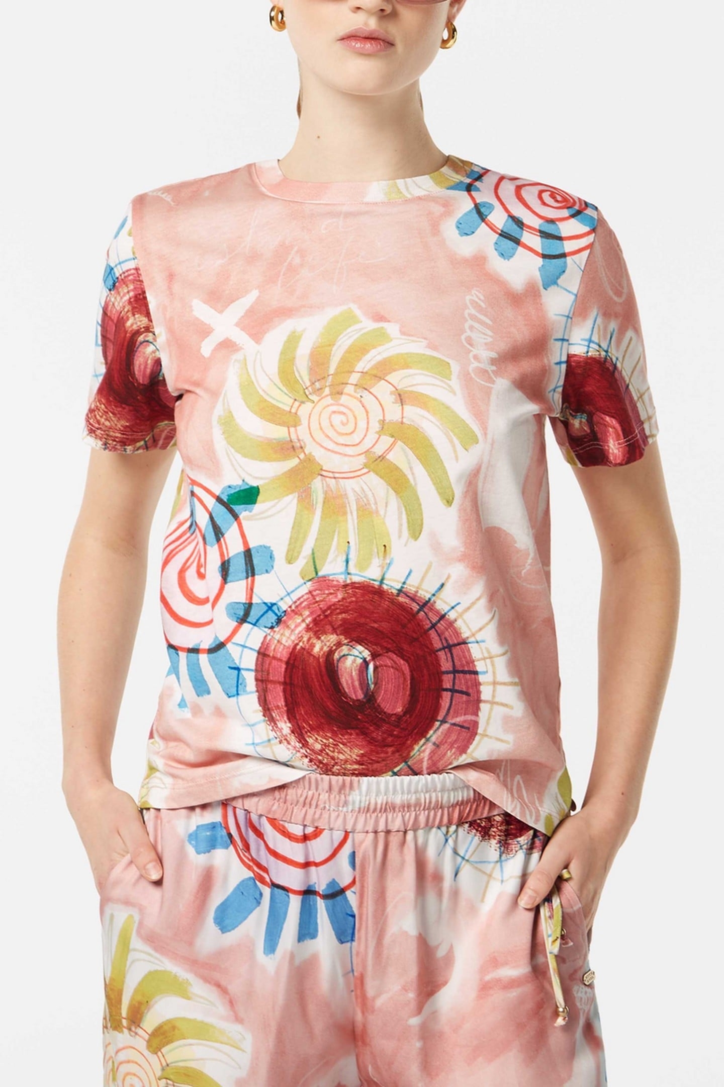 ALL OVER PRINTED REGULAR FIT T-SHIRT INKY SUN LINEN 2