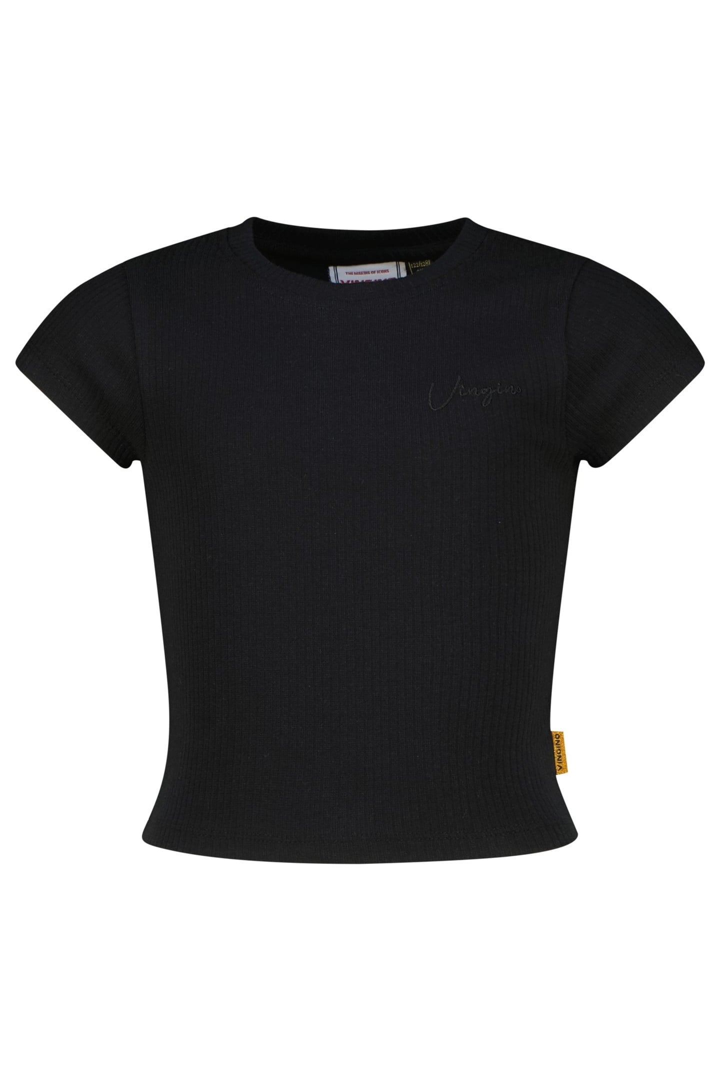 GIRLS BASIC-CROP RIB TEE T-SHIRT DEEP BLACK 1