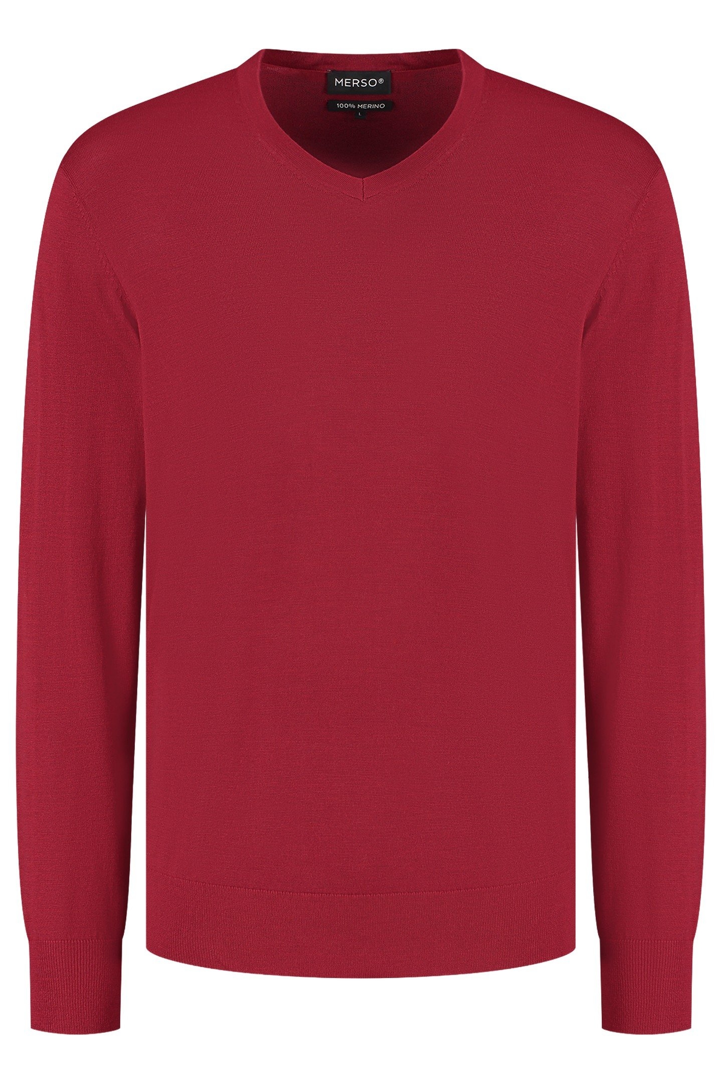 V NECK100% MERINO EMBER RED 7