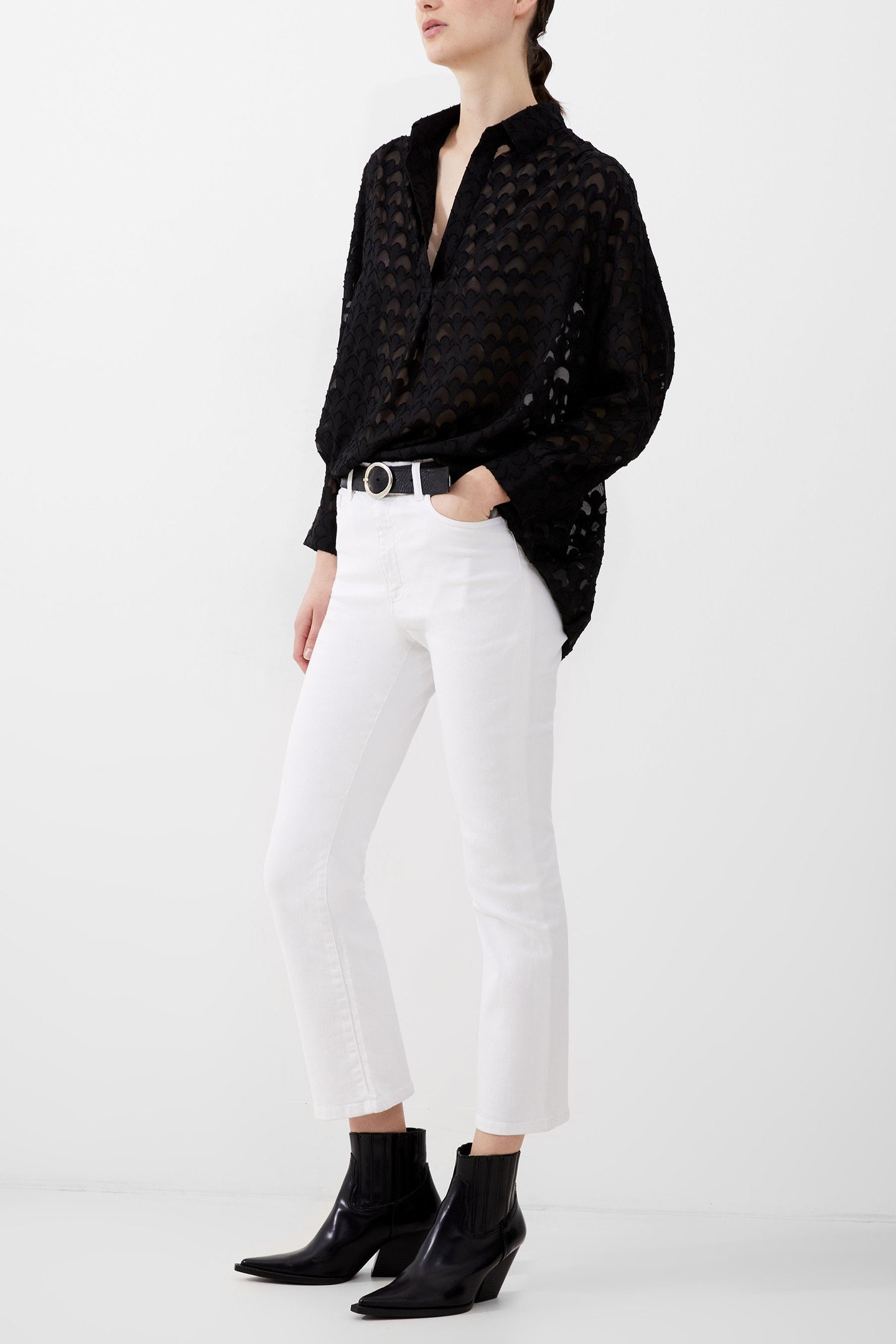 STRETCH ANKLE BOOT CUT JEAN WHITE 2