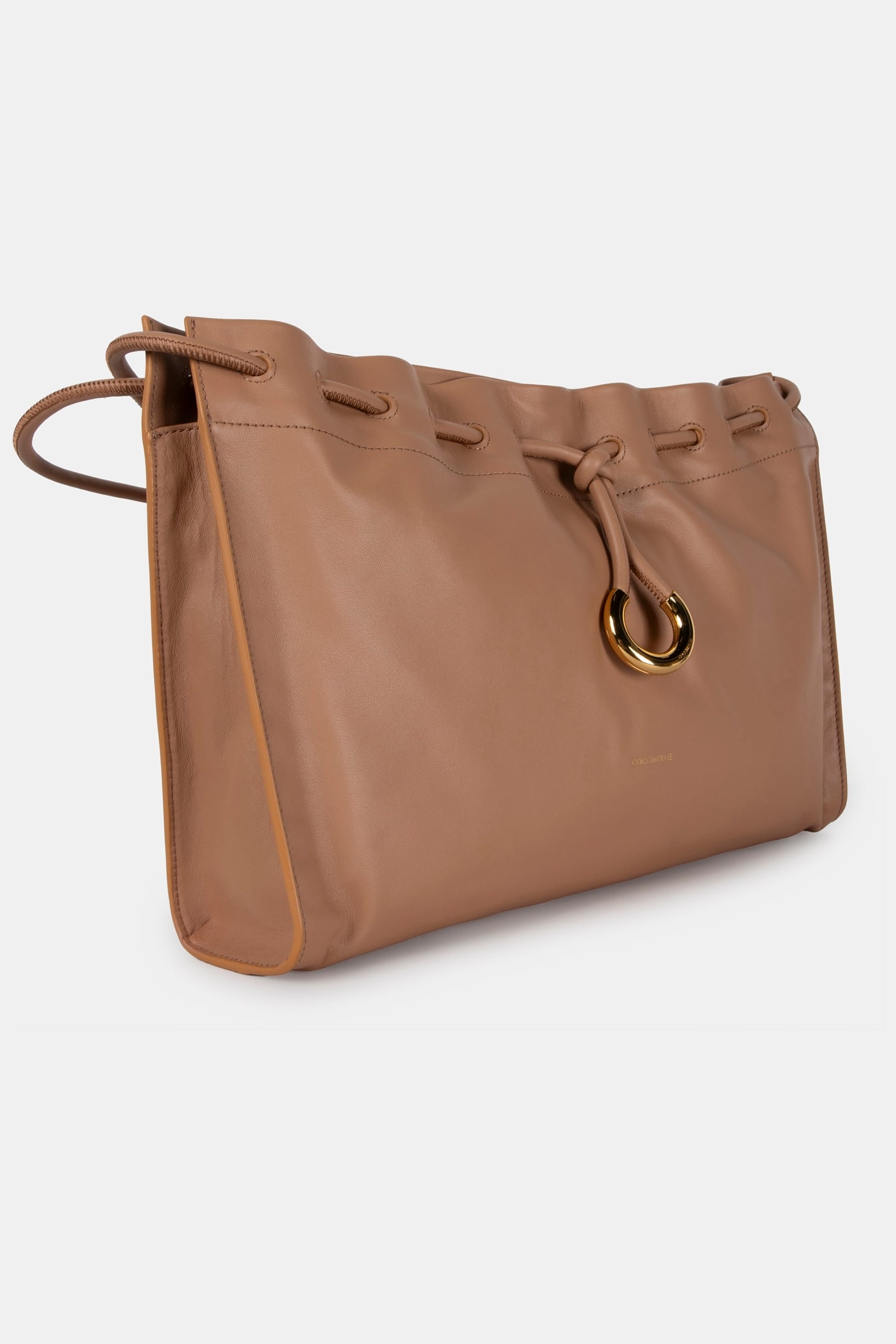 LEATHER LARGE SHOULDER BAG IN BEIGE 3