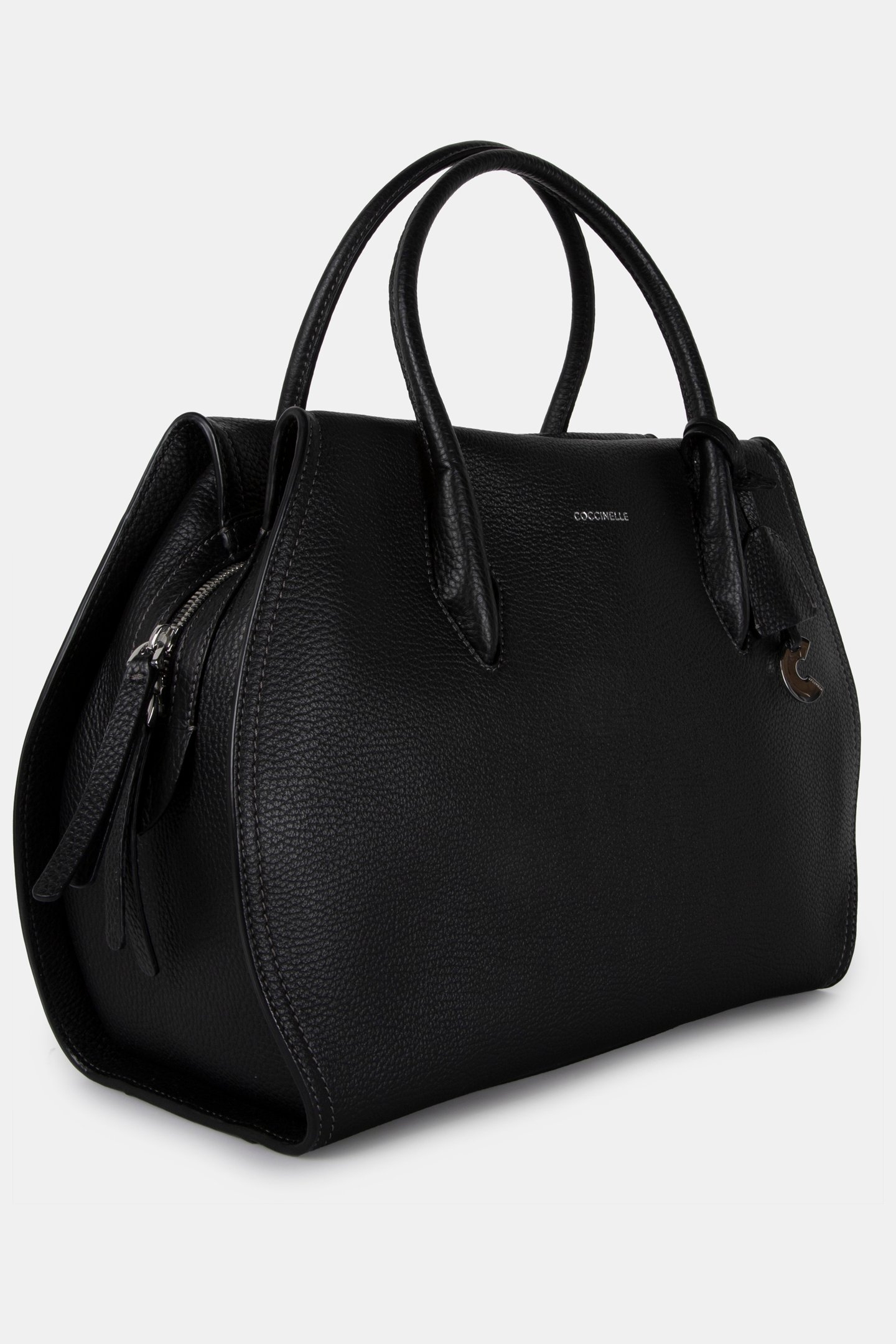 LEATHER MEDIUM SATCHEL BAG IN BLACK 3