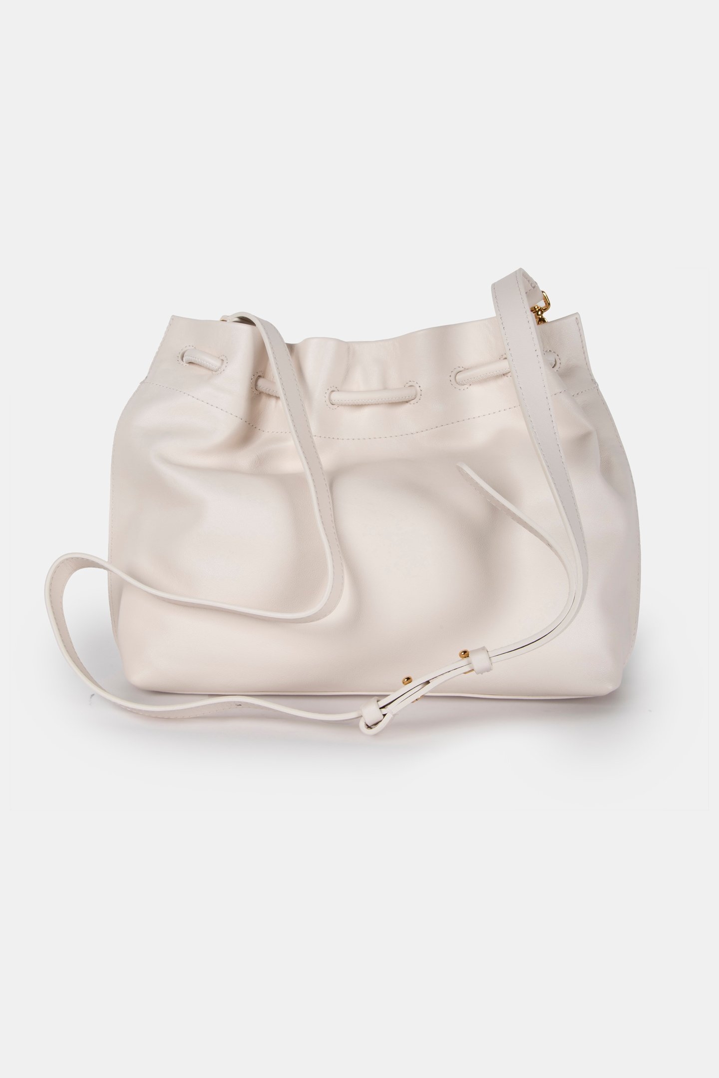 GRAINED LEATHER CROSS BODY BAG IN CREAM 4