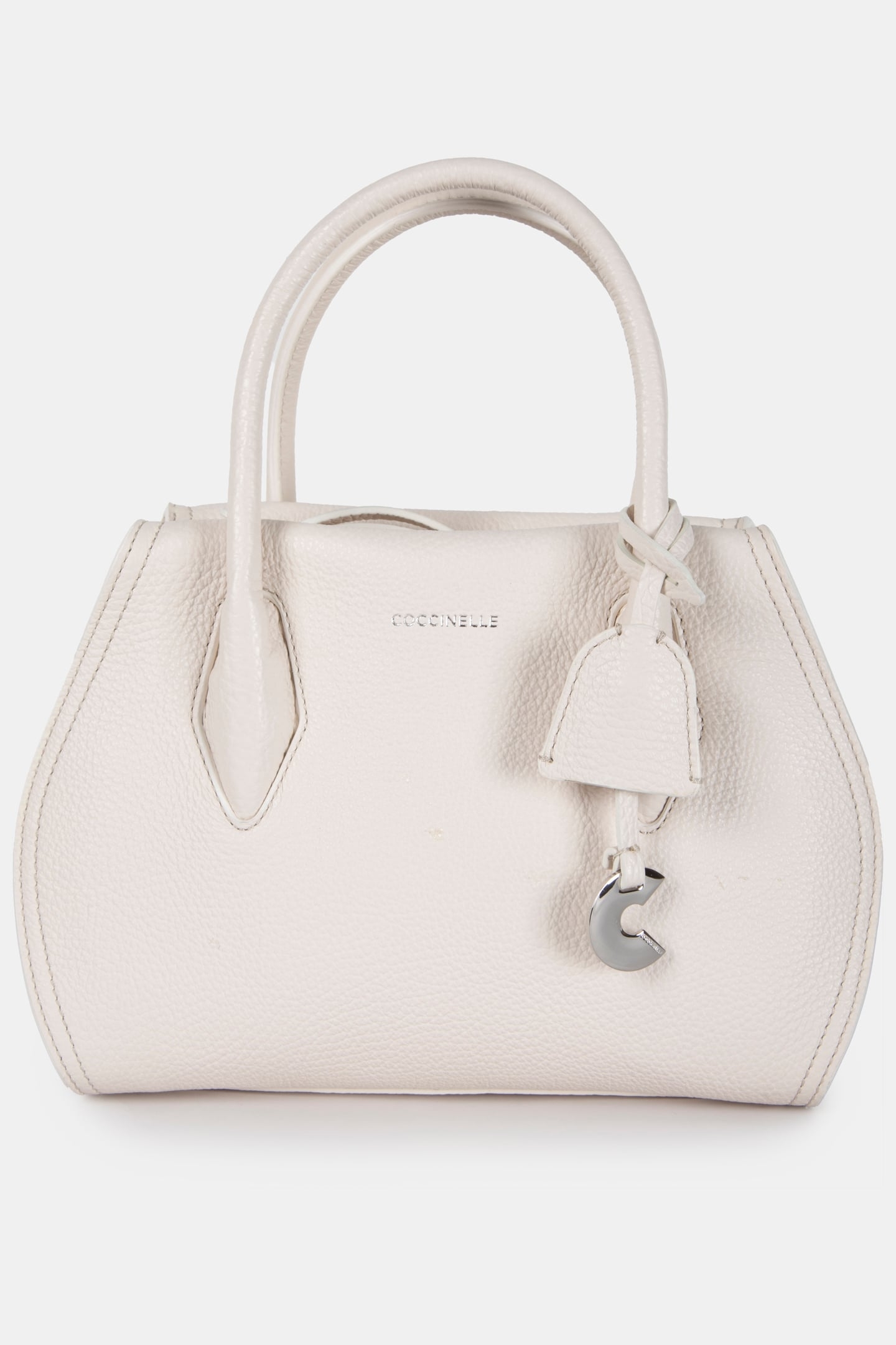 LEATHER MEDIUM SATCHEL BAG IN CREAM 2