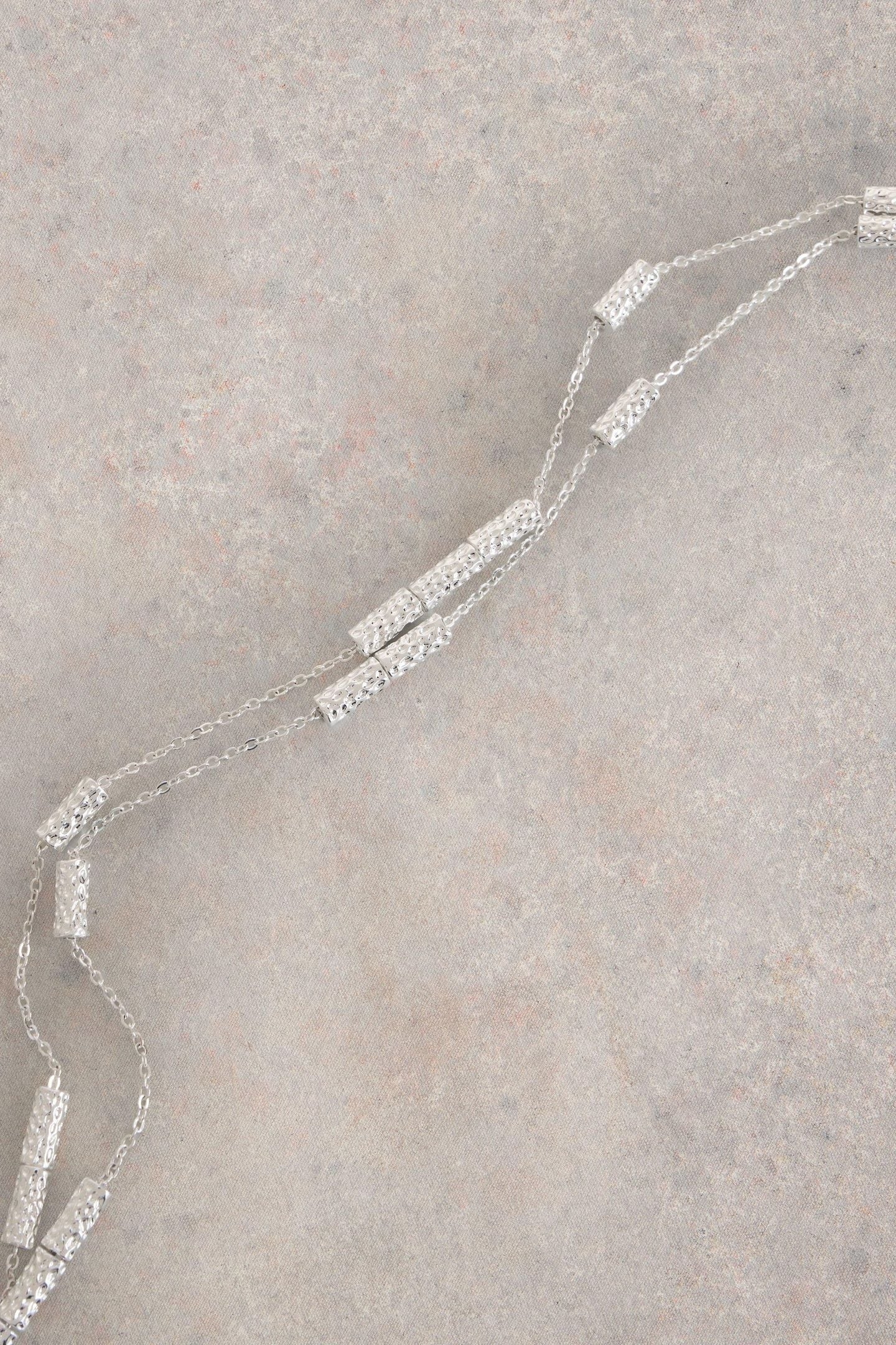 TUBULAR FINE STATION NECKLACE SILVER TONE METALLIC 1