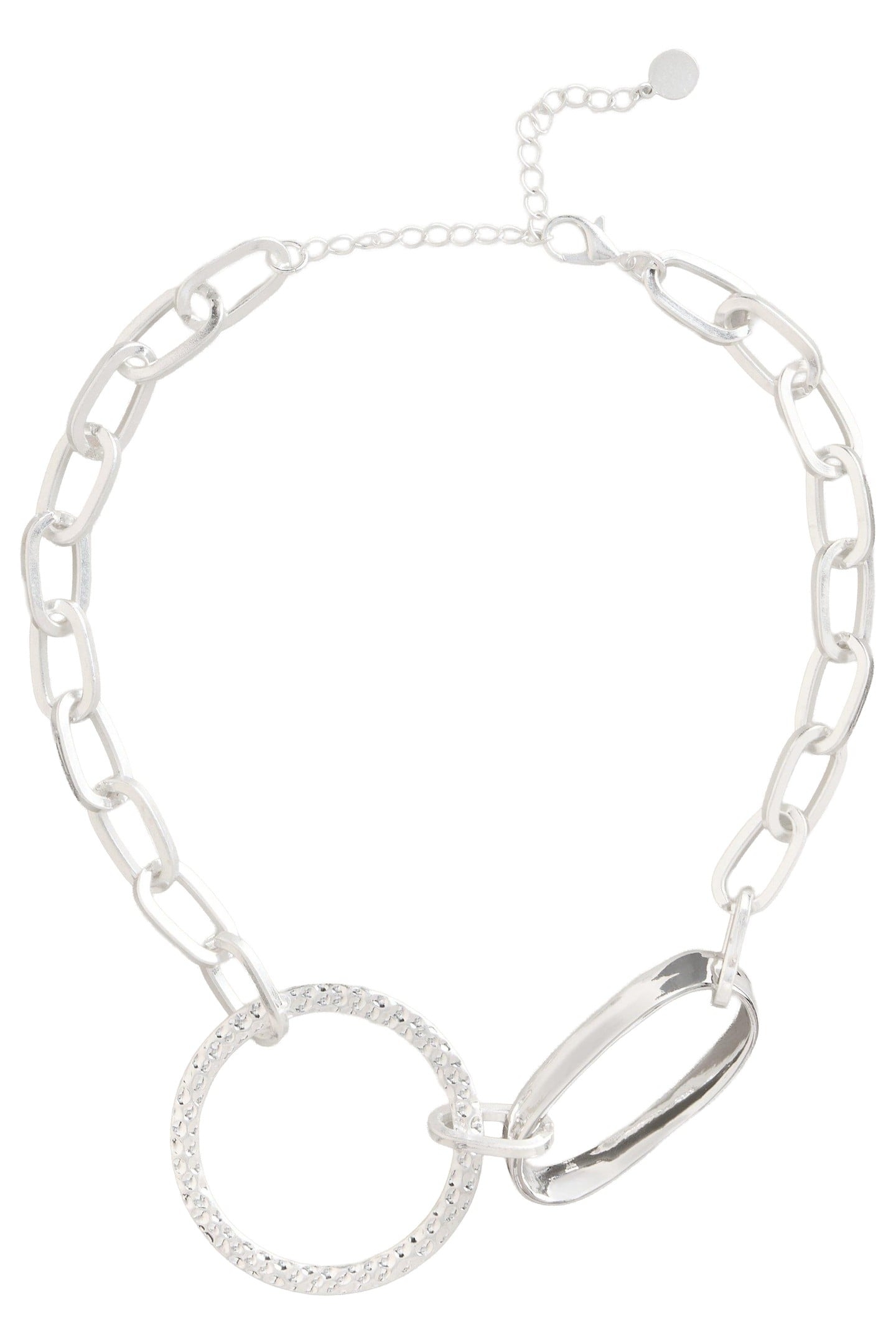 STATEMENT HAMMERED NECKLACE SILVER TONE METALLIC 1