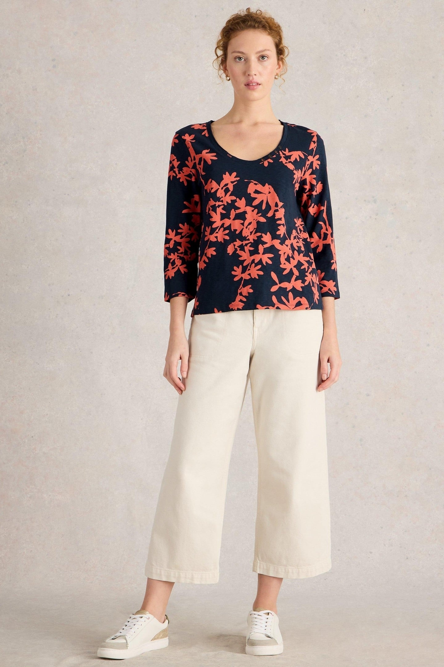 NADIA 3/4 SLEEVE TEE BLUE PRINT 1