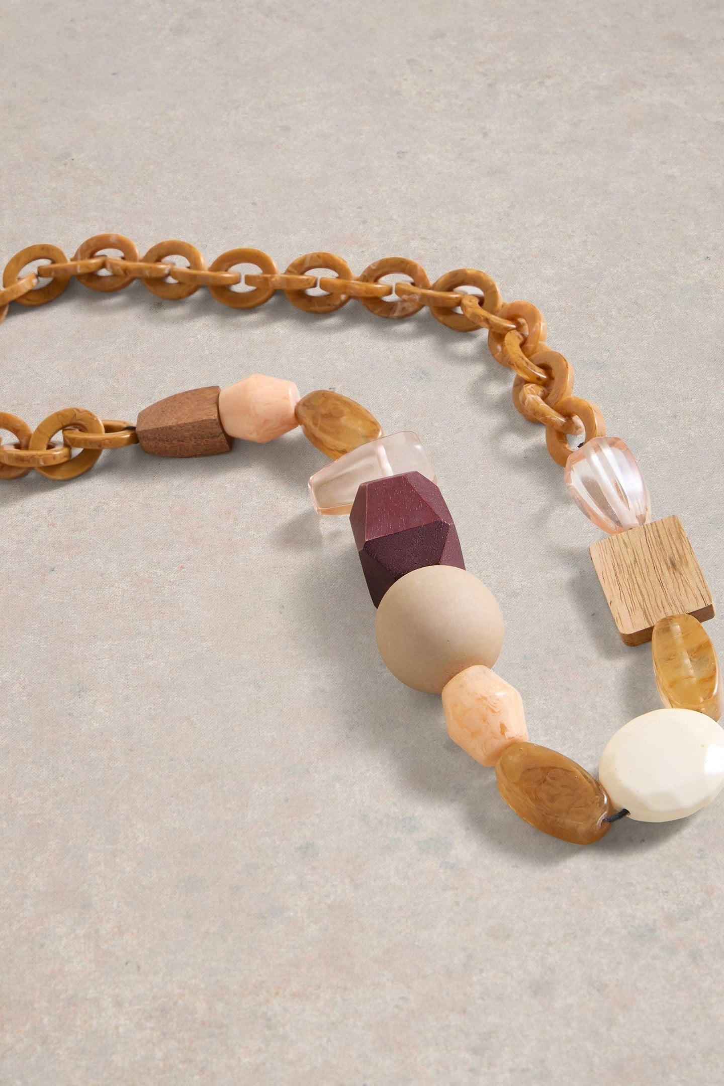 AMBER CHUNKY BEAD NECKLACE TAN MULTI 1