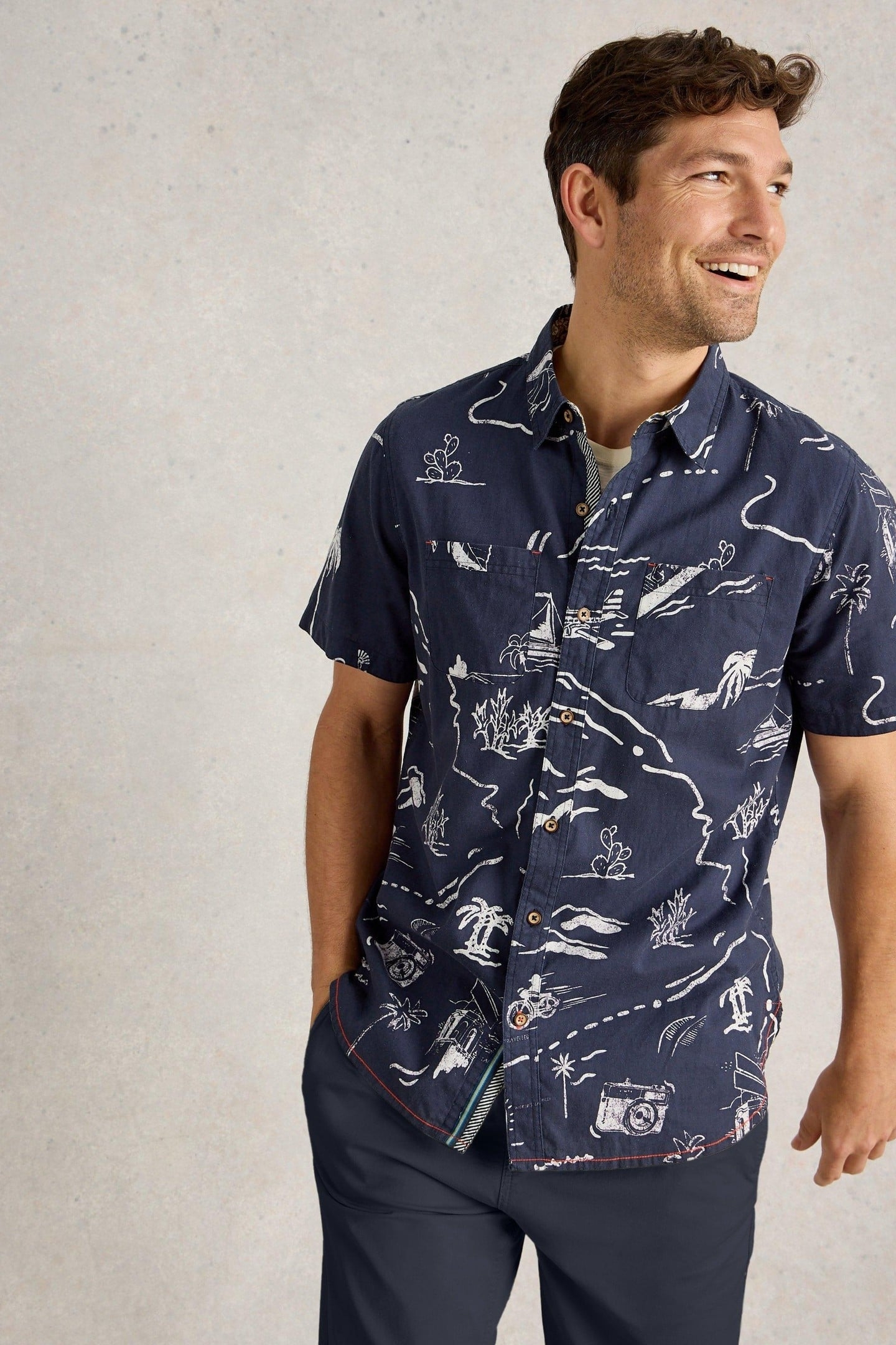 MAP SS PRINTED SHIRT NAVY PRINT 1