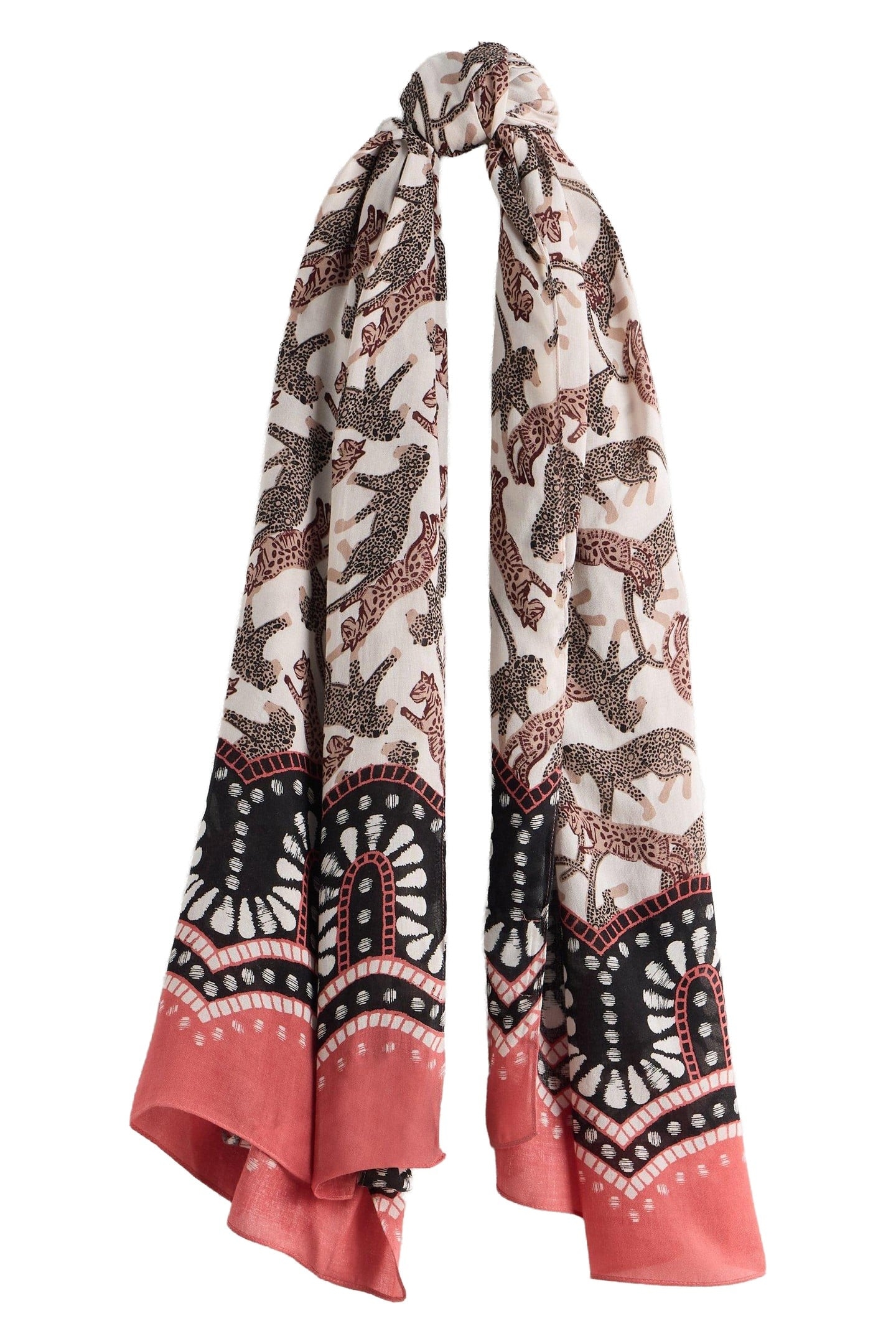 LUCINDA LEOPARD BORDER SCARF NATURAL MULTI 2