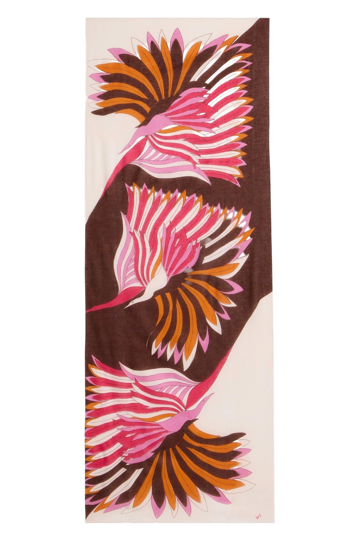 SUNDANCE BIRD PRINTED SCARF IVORY MULTI 1