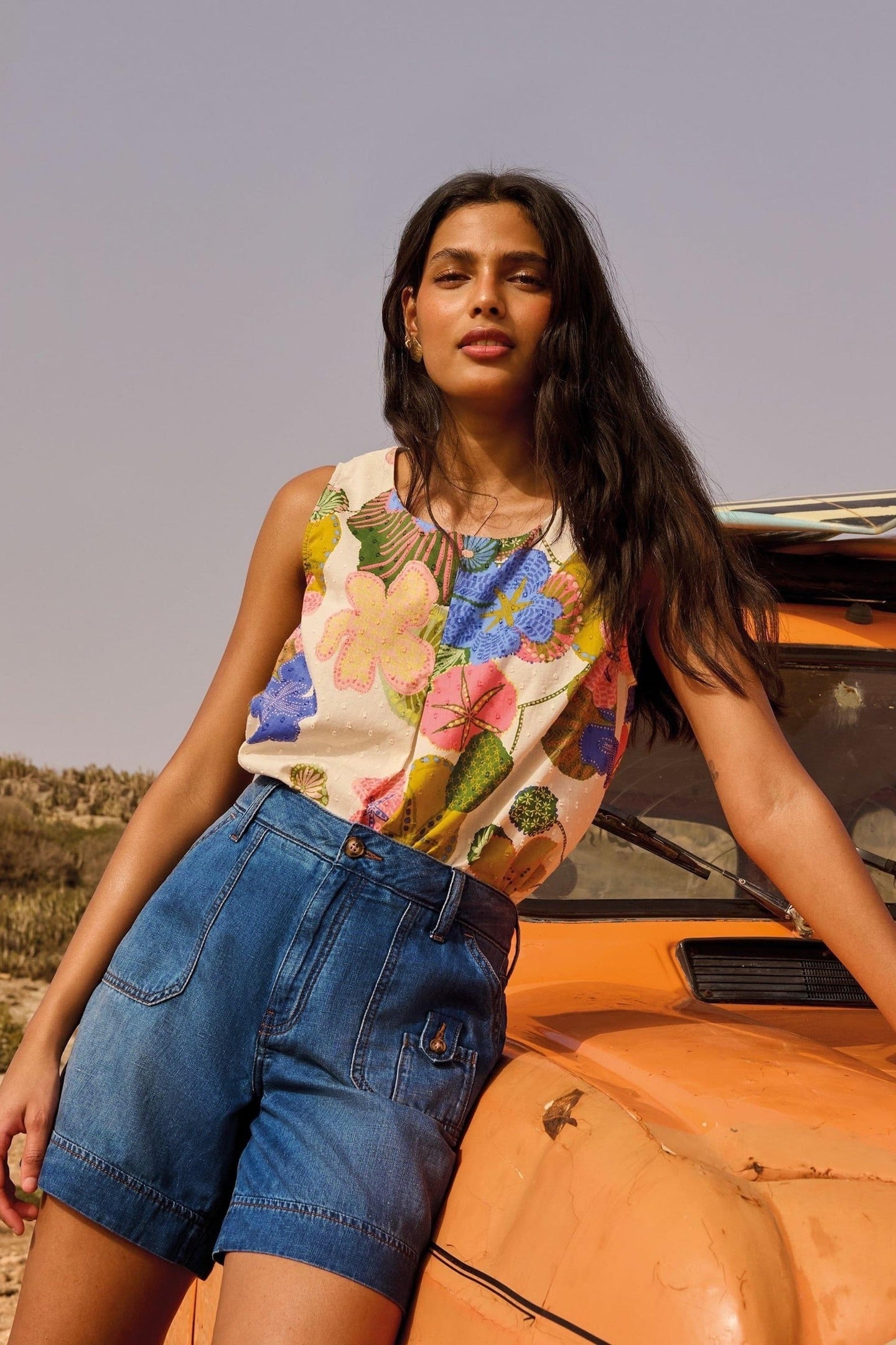 MOLLIE COMBAT DENIM SHORTS DARK DENIM 7