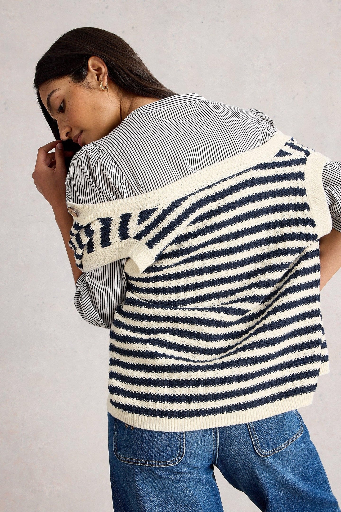 SIENNA STRIPE BUTTON TANK NAVY MULTI 2