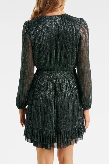 GOLDIE LONG SLEEVE PLISSE MINI DRESS CLOVER GREEN 2