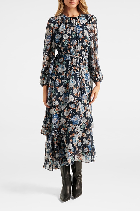 ANGELICA ASYMM RUFFLE MIDI DRESS VERONA FLORAL 1