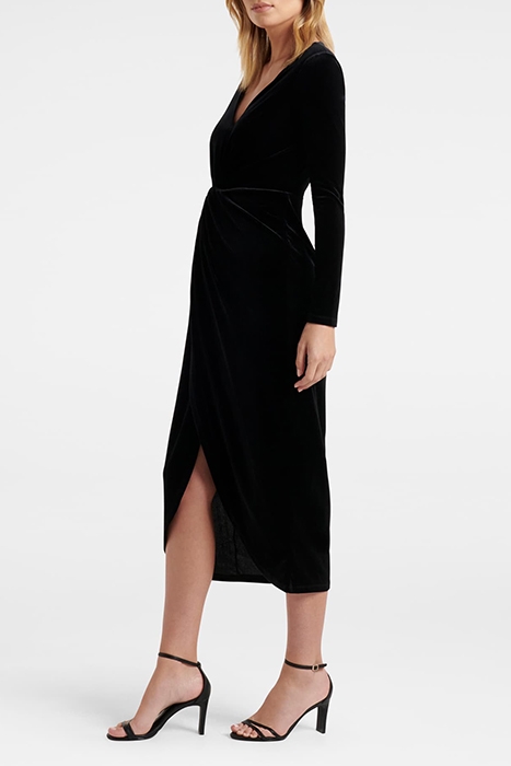 SOFIA VELVET TWIST FRONT MIDI DRESS BLACK 3