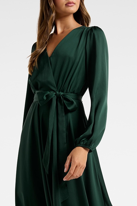 MARILYN SATIN WRAP MIDI DRESS DEEP LAGOON 4