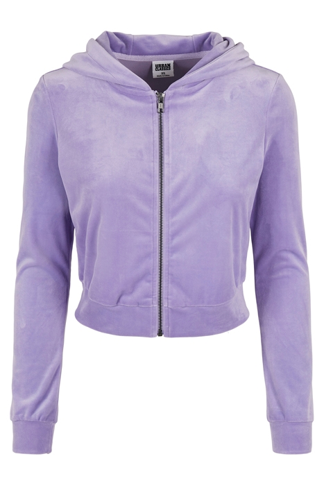LADIES SHORT VELVET ZIP HOODY LAVENDER 1