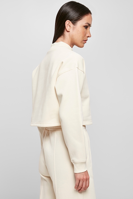LADIES CROPPED OVERSIZED SWEAT HIGH NECK CREW WHITESAND 5