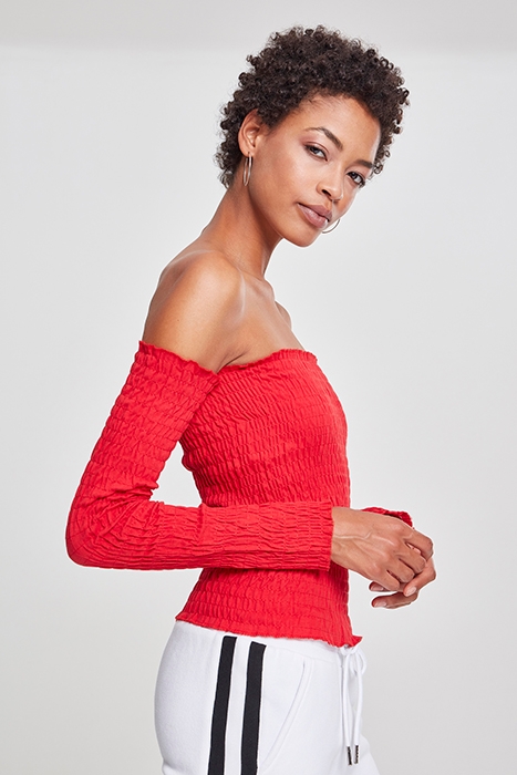 LADIES COLD SHOULDER SMOKE L/S FIRE RED 6