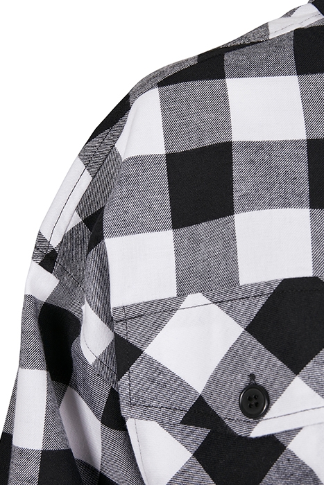 LADIES SHORT OVERSIZED CHECK SHIRT BLACK/WHITE 8