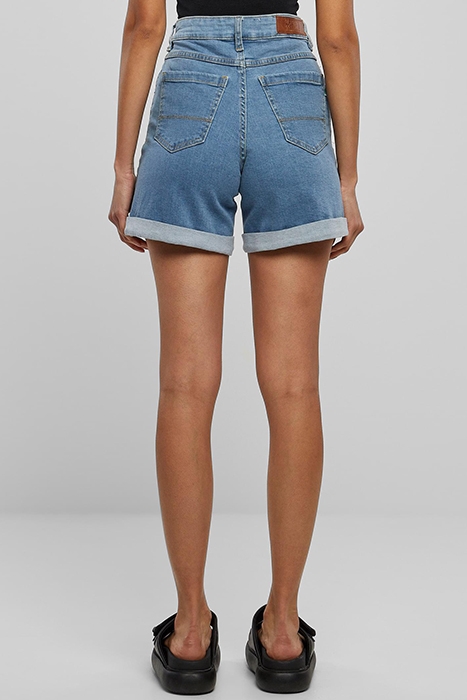 LADIES ORGANIC STRETCH DENIM 5 POCKET SHORTS CLEARBLUE BLEAC 3