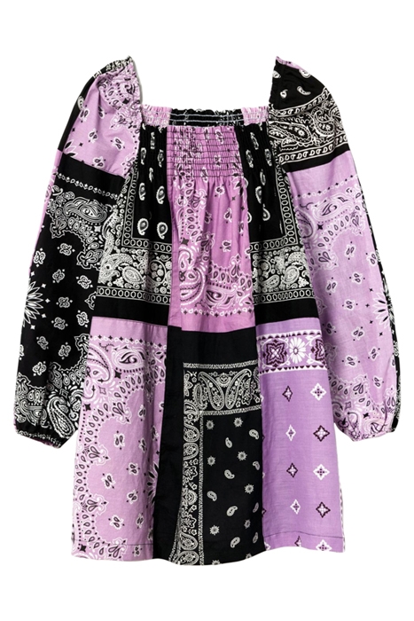 70S UPCYCLED LS BABYDOLL DRESS ASSORTED BANDANA 1