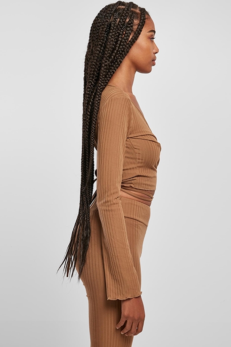 LADIES CROPPED RIB WRAPPED LONGSLEEVE DARKTAUPE 5