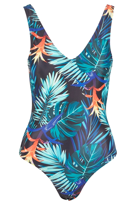 LADIES HIGH LEG PATTERN SWIMSUIT VRIESEA BLACK 1