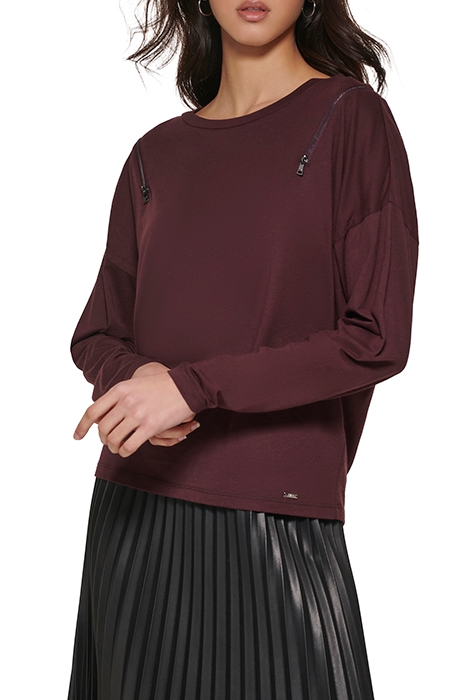 L/S CREW NECK ZIP FR BORDEAUX 5