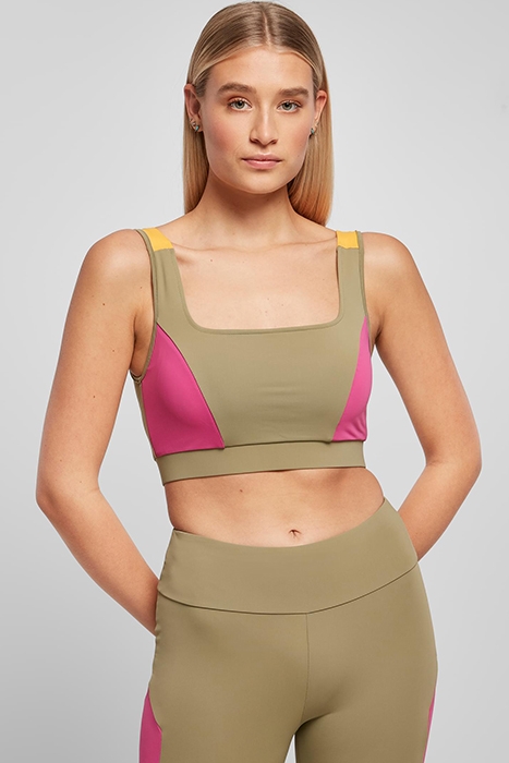 LADIES COLOR BLOCK BRA KHAKI/BRIGHTVIOLETT/MAGIMANGO 2
