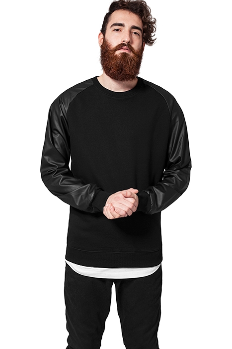 RAGLAN LEATHER IMITATION CREW BLK/BLK 1