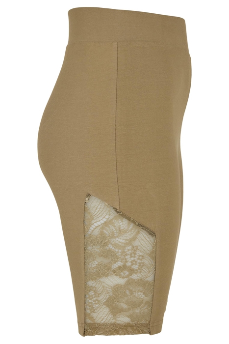 LADIES HIGH WAIST LACE INSET CYCLE SHORTS KHAKI 8