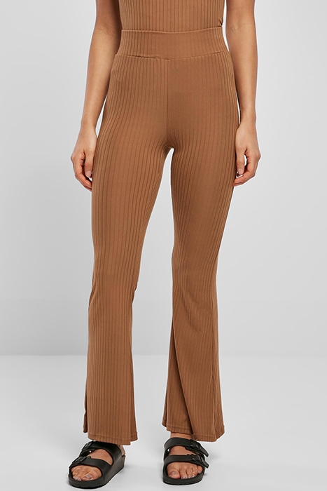 LADIES HIGH WAIST RIB FLARED LEGGINGS DARKTAUPE 2