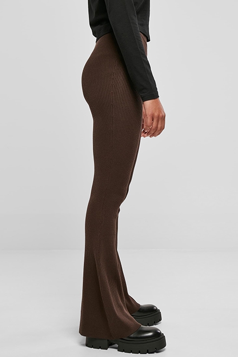 LADIES RIB KNIT BOOTCUT LEGGINGS BROWN 6